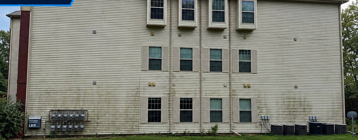 Commercial exterior cleaning — before cleaning or restoration